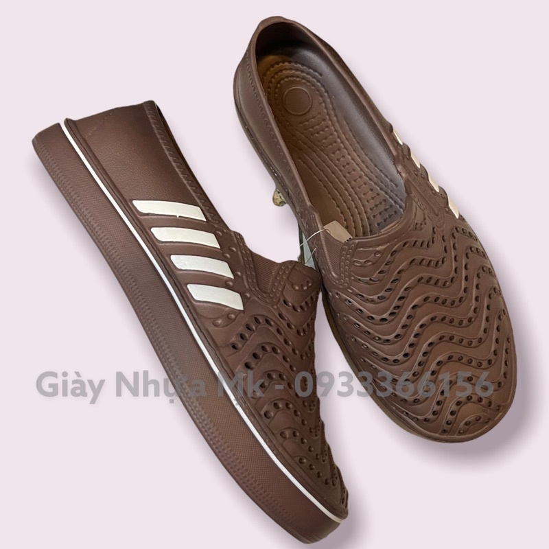 Giày nhựa nam đi mưa GL028 gợn sóng 3 sọc - Giày đi biển siêu nhẹ, siêu bền