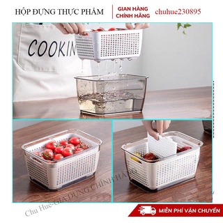Hộp đựng thực phẩm tủ lạnh 2 lớp, hộp chia ngăn bảo quản rau củ giúp tươi lâu hơn trong tủ lạnh