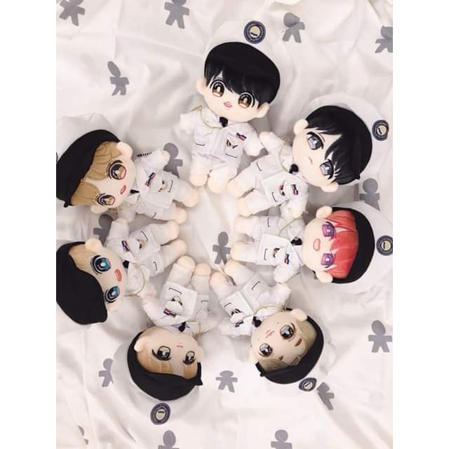 7 army doll Suga tóc đen, Jimin tóc vàng - Búp bê doll BTS 20cm fansite đủ set 2 bộ có tách lẻ