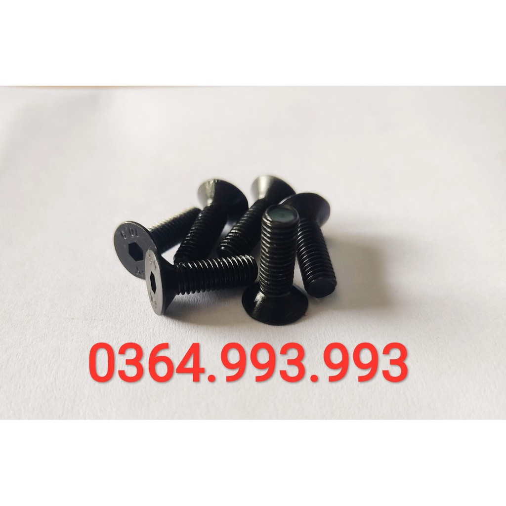 Gói 50 cái Ốc lục giác đầu bằng 5ly/ 6ly/ 8ly dài 10mm 15mm 20mm 25mm 30mm . Chất liệu: Mạ đen