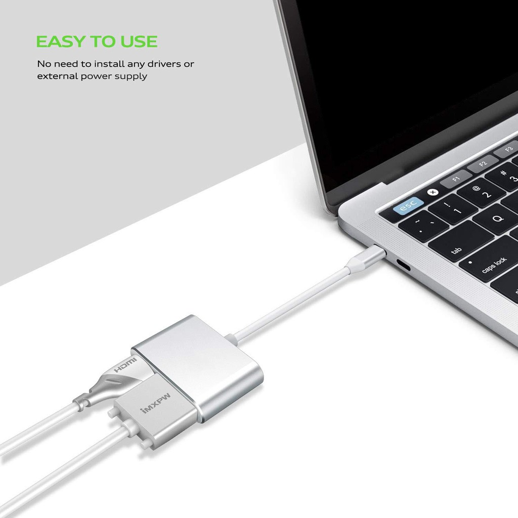 [Mã ELHACE giảm 4% đơn 300K] Cáp Chuyển USB Type C sang HDMI Và Vga 4K - Type-C To HDMI + VGA