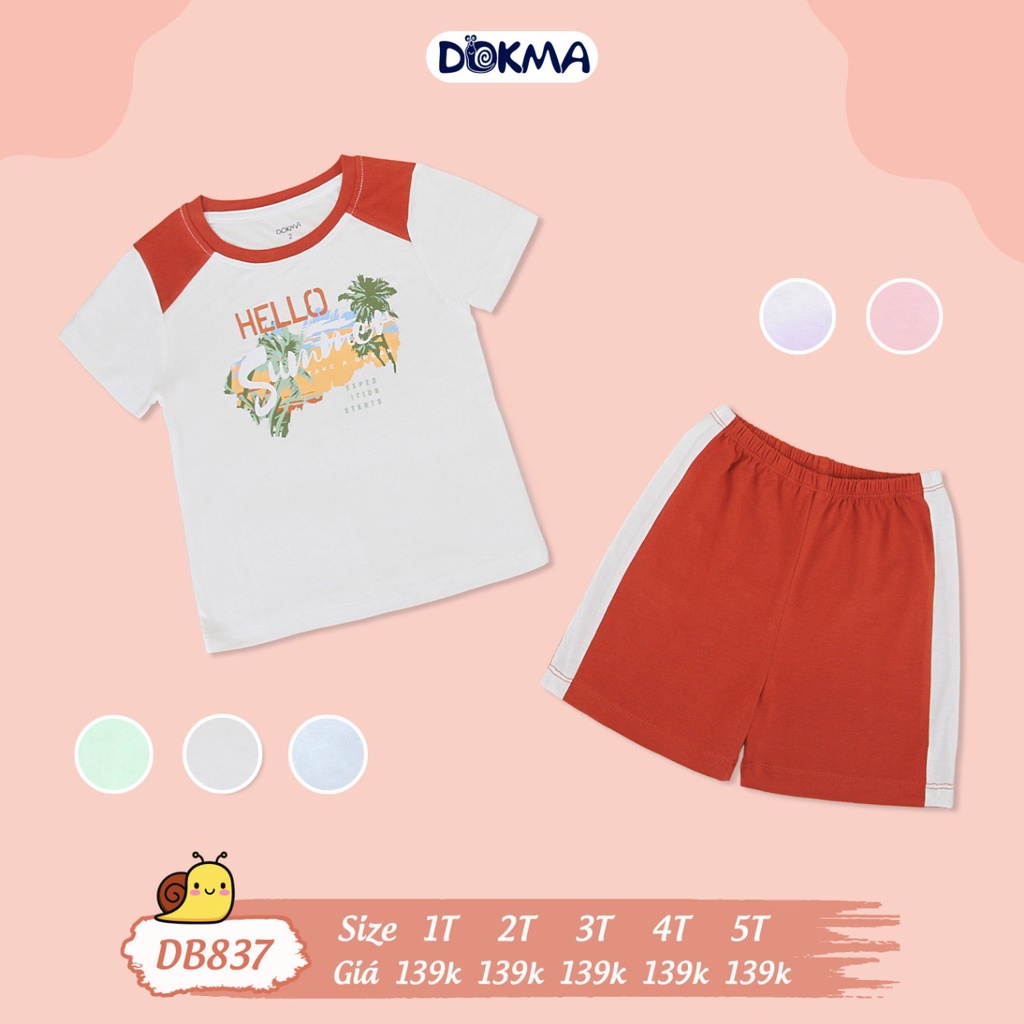 Bộ thun đùi Dokma cho bé 1-5tuổi, Đồ bộ thun đùi cotton mềm cho bé trai