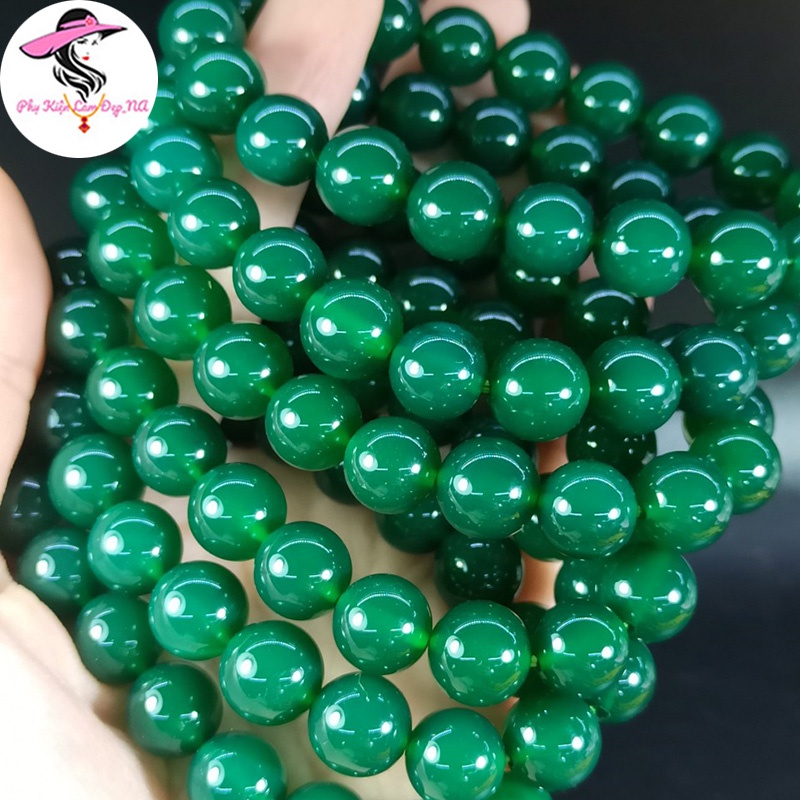 Vòng Tay Đá Mã Não Xanh Tự Nhiên Full Size - Tặng Kèm Hộp Đựng