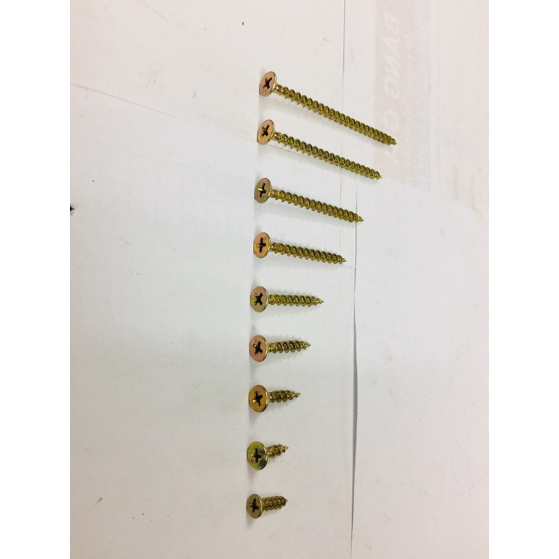 Bịch 100 con vít vàng gỗ răng thưa loại 5cm hay còn gọi 5 phân.