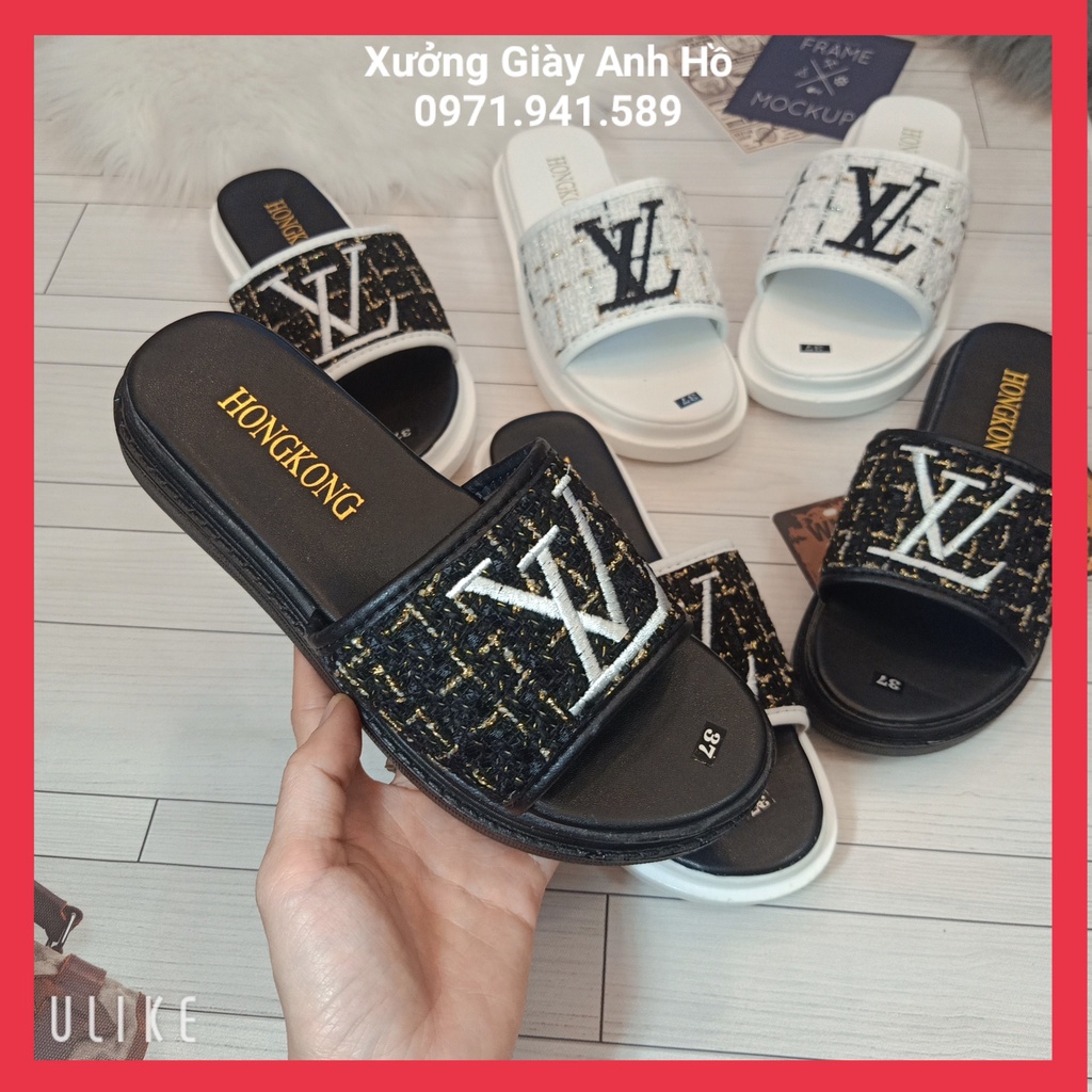 Dép Bánh Mì Dép Quai Ngang Nữ Thêu Đế PU 3 Phân Cực Tôn Dáng Siêu Nhẹ Mềm Êm Chân (Kèm Video Ảnh Thật)