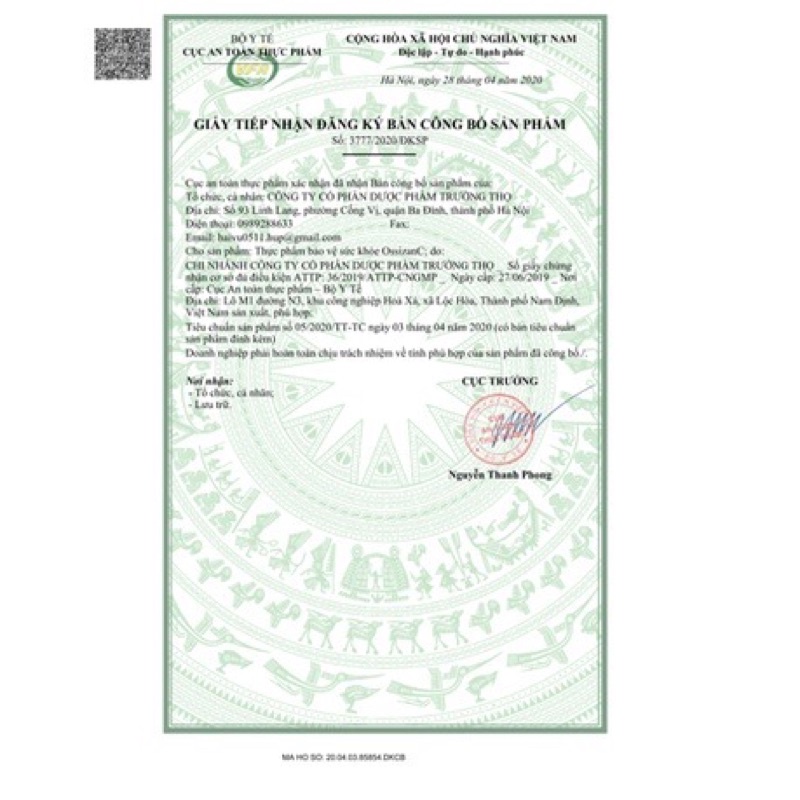 C sủi ossizan tăng đề kháng tuýp 20 viên