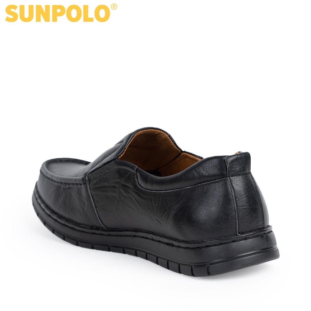 Giày lười nam Da bò cao cấp SUNPOLO đi làm công sở, đi chơi Màu Đen - CS5074