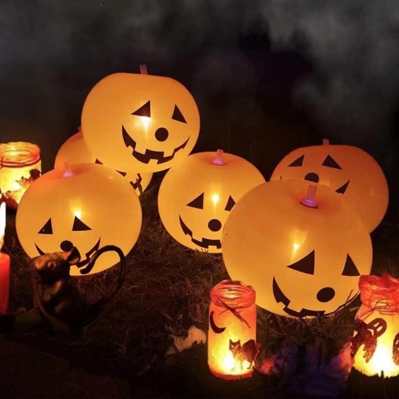 Bong Bóng Latex Hình Bí Ngô Phát Quang Trang Trí Halloween