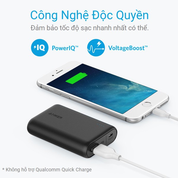 Pin Sạc dự phòng  ANKER PowerCore 10000mAh Sạc nhanh IQ Iphone Ipad  - Mã A1263