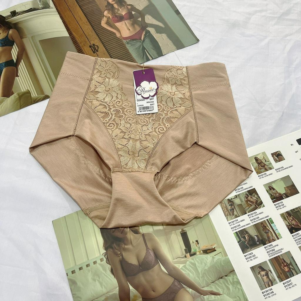 Quần lót gen nịt bụng nữ cạp vừa cao cấp Pensee 8509 định hình siết eo ôm bụng giảm mỡ nâng mông chống cuộn mặc váy