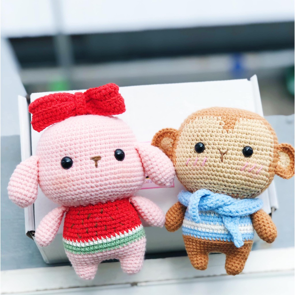 [FREESHIP + HANDMADE 100%] Thú bông móc len Lợn đeo nơ PEPPA cao cấp Coco Kids, đồ chơi thú bông len cao cấp và an toàn