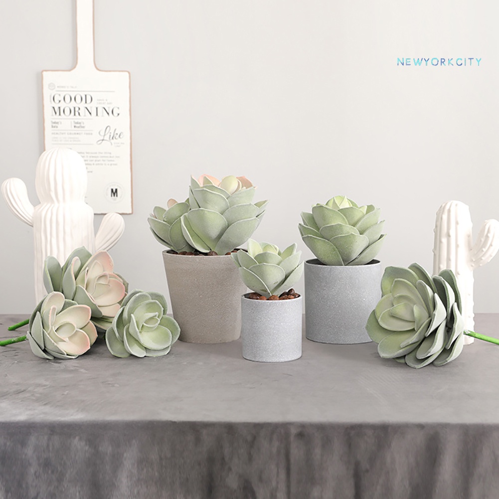 Chậu Cây Sen Đá Mini Nhân Tạo Để Bàn Trang Trí Nhà Cửa/Ban Công