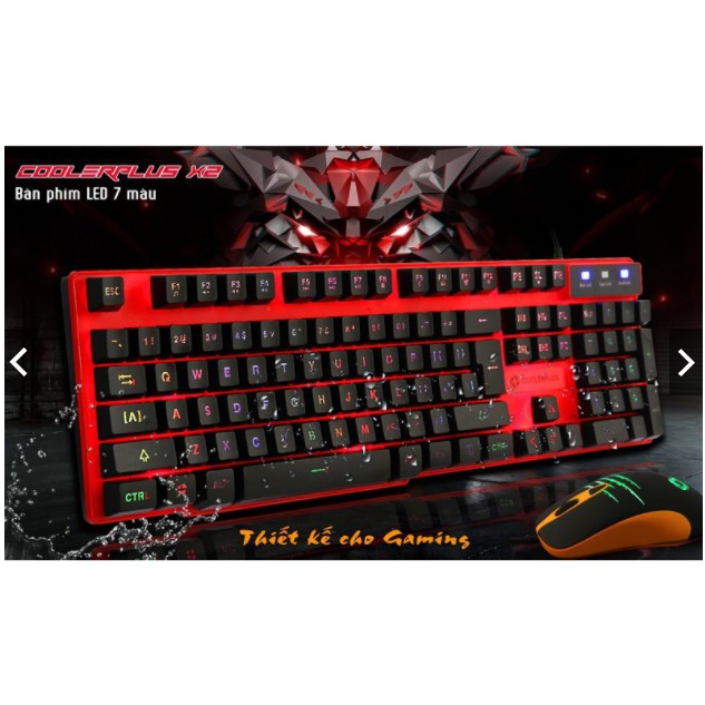 Bàn phím giả CƠ COOLERPLUS X2 2ND- đèn  LED 7 màu xuyên Key Cap- thanh lý- Snk- GAMING  KEYBOARD