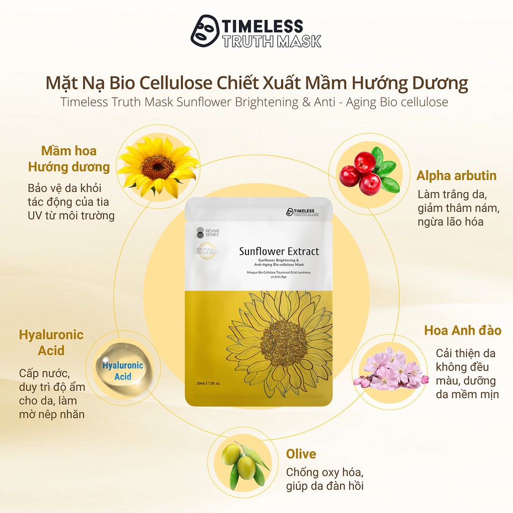 Bộ Mặt Nạ Làm Sáng Da Và Tăng Cường Collagen Chống Lão Hoá Cao Cấp TIMELESS TRUTH MASK Tặng 3 Mặt Nạ Mắt (30ml/miếng)