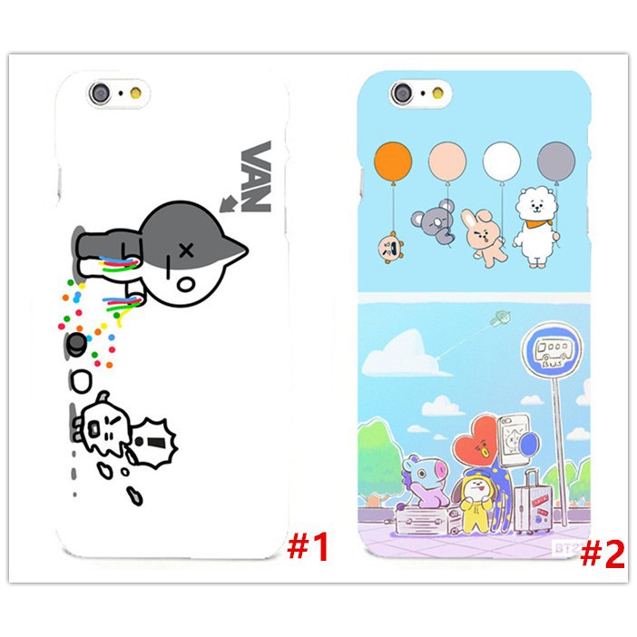 Ốp điện thoại in hình BT21 dễ thương cho iPhone 5/5s 6/6s 6plus/6splus 7/8 7plus/8plus Samsung S6/S6 Edge S7/S7 Edge