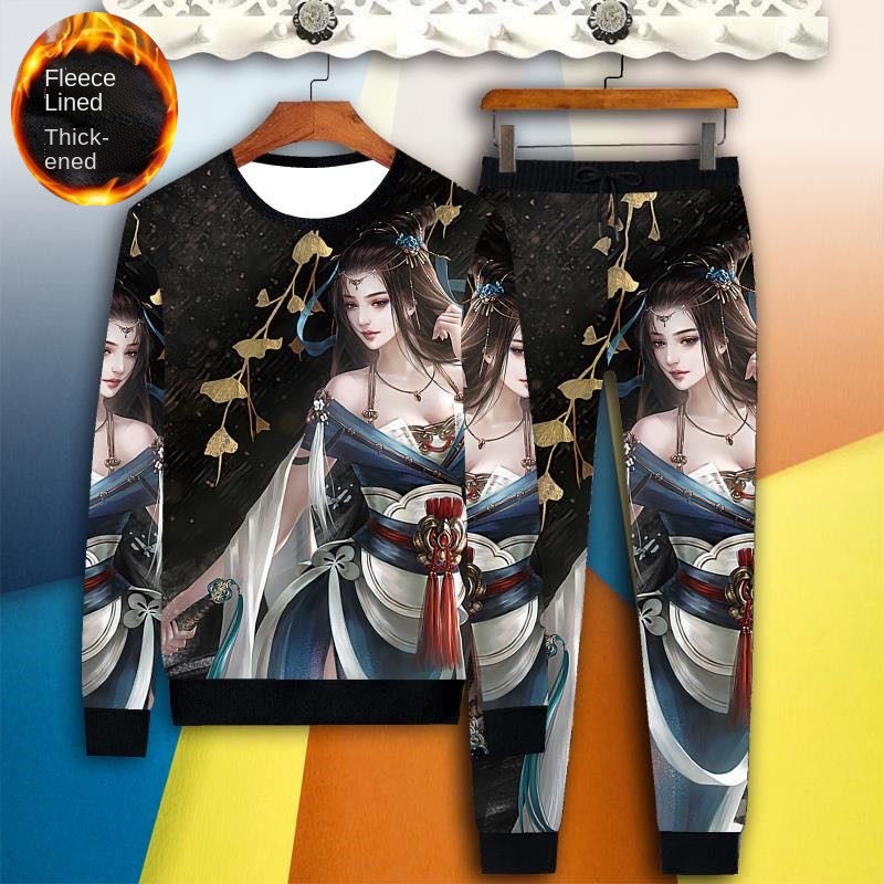 Bộ quần áo thể thao lót nhung phong cách Trung Hoa thời trang thu đông cho nam