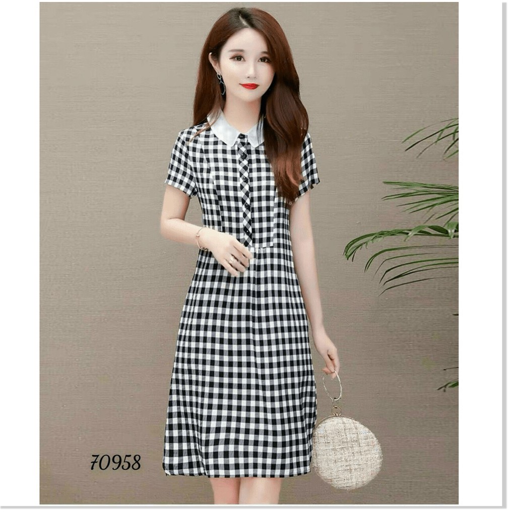 ĐẦM LỤA CARO DÁM SUÔNG THÍCH HỢP CHO CÁC BAN NỮ ĐI DỰ TIỆC,ĐI CHƠI.... THỜI TRANG NYNA STORE 88