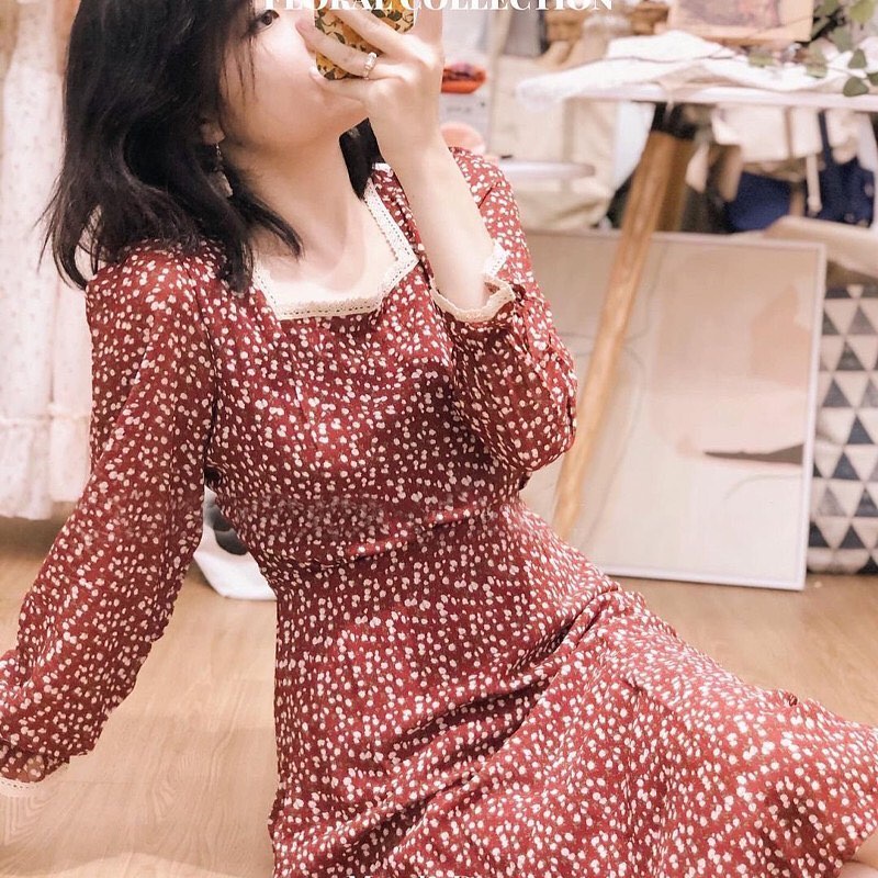 Váy HIME vintage dáng dài cổ điển - Váy Voan Hàn 2 Lớp