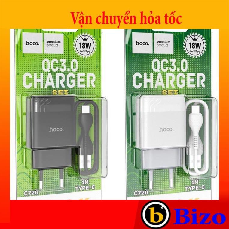 BỘ SẠC NHANH 18W HOCO C72Q 1 CỔNG QC3.0 ĐẦU RA USB TYPE C, MICRO