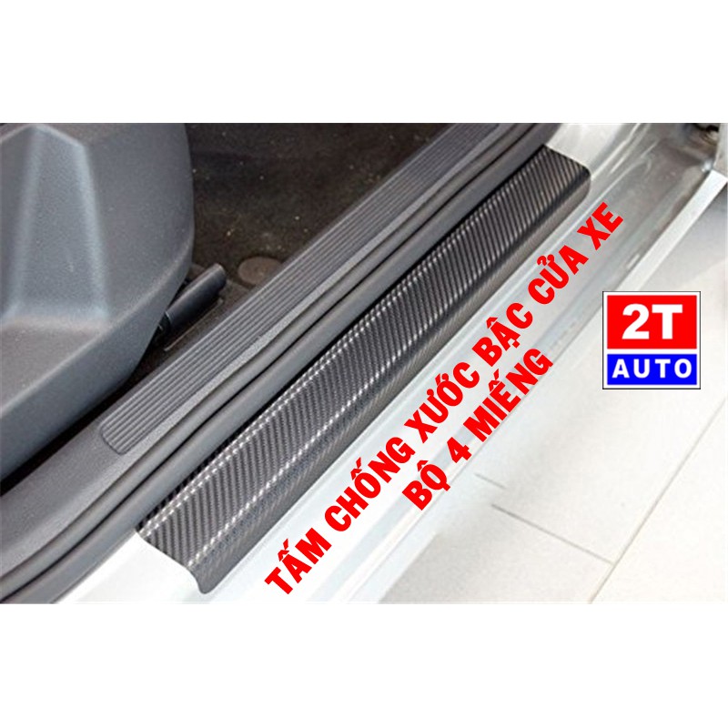 4 Tấm dán miếng dán decal đề can carbon chống xước bậc cửa ô tô xe hơi màu đen:   SKU:185-1