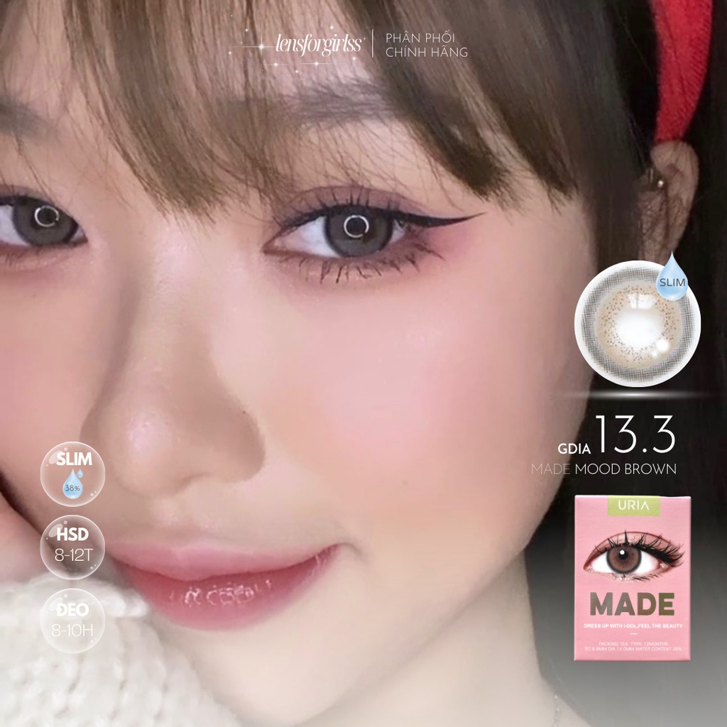 Kính áp tròng xám tây có viền MADE MOOD BROWN chính hãng IDOL LENS | HSD 8-12 tháng | Lens cận