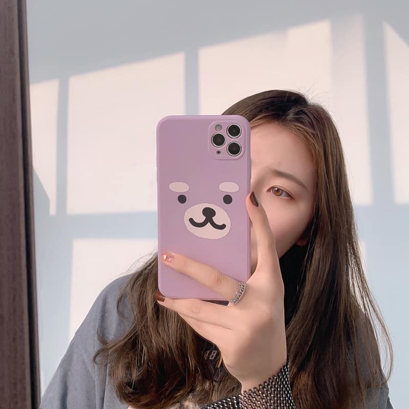 Ốp Lưng Điện Thoại Nhựa Mềm Gấu Tím - CAS2166