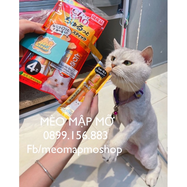BÁNH THƯỞNG CHO MÈO CÓ NHÂN CHURUTTO STICK CIAO THÁI LAN