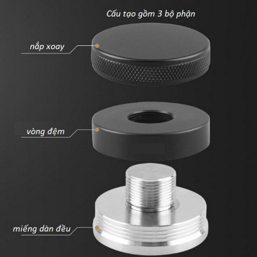 OCD nén cà phê chia 3 lưỡi 51mm tamper nén cafe inox 304 cao cấp thiết kế nguyên khối kích thước 51-53-58 mm