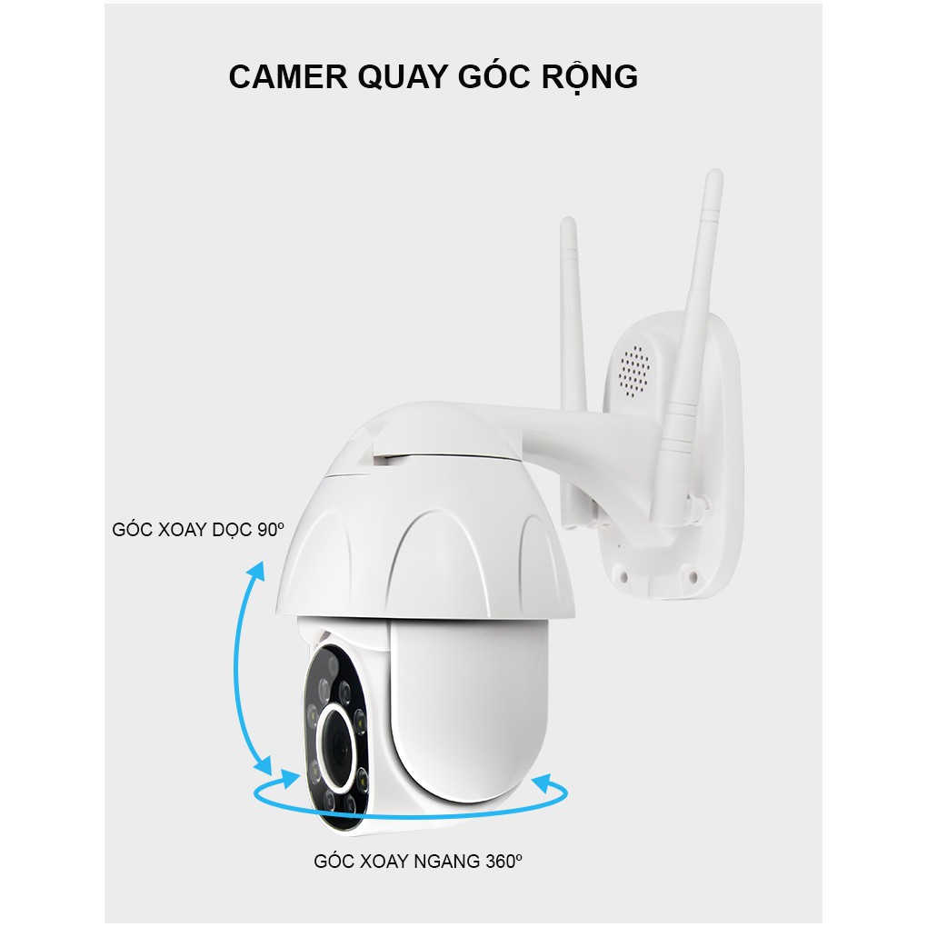 [Mã ELMS4 giảm 7% đơn 500K] Camera IP Yoosee Ngoài Trời PTZ2 FullHD Tiếng Việt - Xoay 360 - Hồng Ngoại Quay Đêm