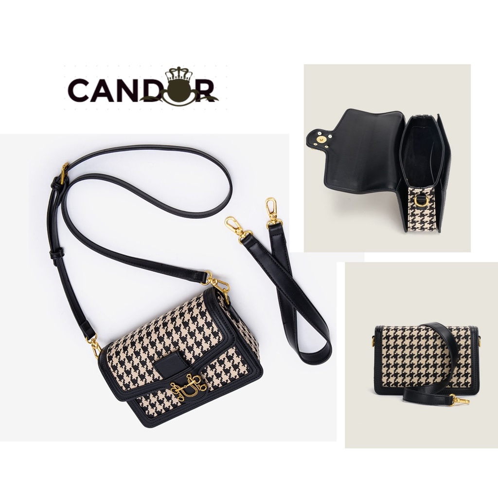 Túi xách nữ đeo chéo kẹp nách họa tiết nanh sói cao cấp B6