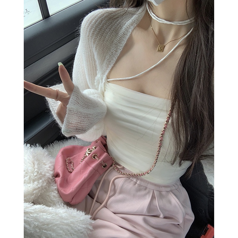 Áo Khoác Cardigan Nhỏ Màu Trơn Phong Cách Hàn Quốc Cho Nữ