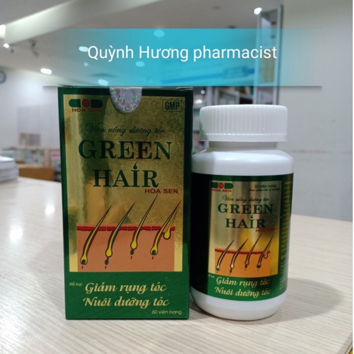 Viên uống dưỡng tóc GREEN HAIR lọ 60 viên giúp giảm rụng tóc,nuôi dưỡng tóc