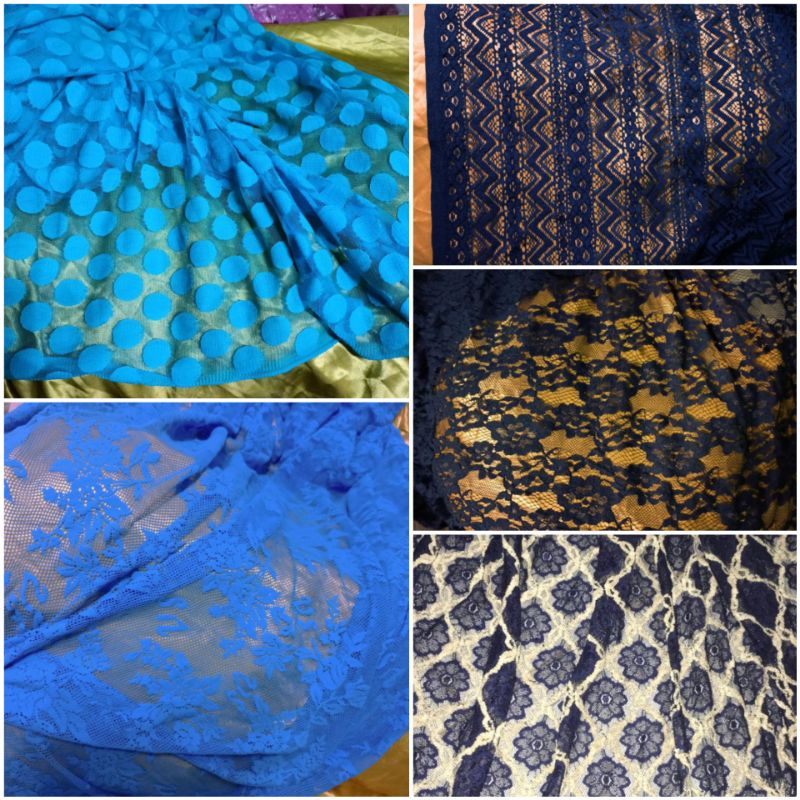 Vải ren hoa tông xanh, giá bán 1m dài x khổ rộng 1,5m của Vải Rẻ HB shop