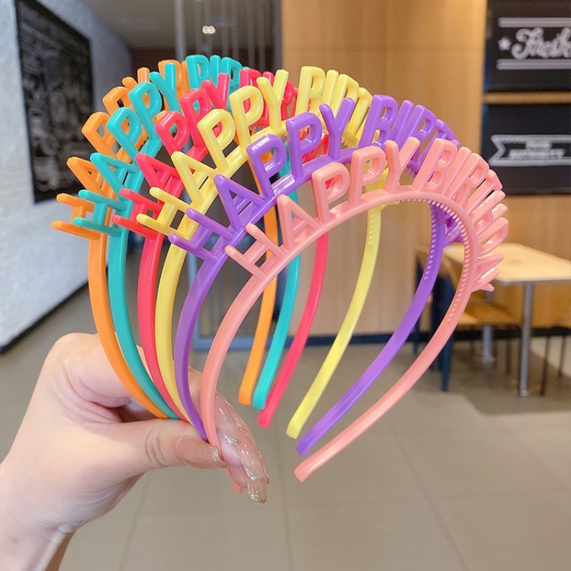 Băng đô đính đá họa tiết chữ Happy Birthday tùy chọn màu sắc