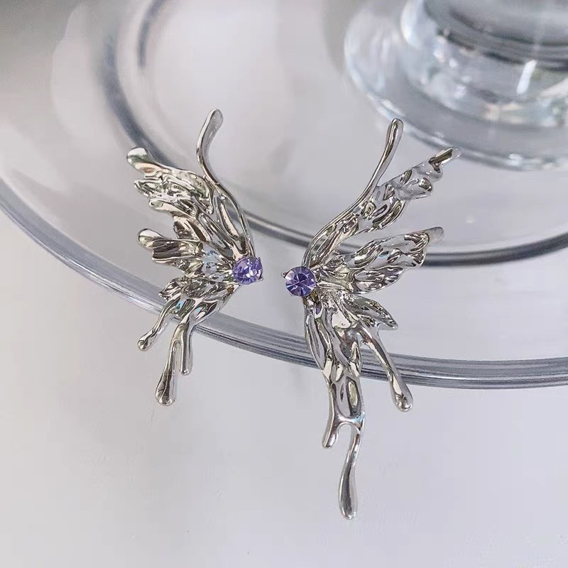 Khuyên tai đôi cánh thiên thần ullzang bằng nhựa cao cấp Khuyên tai cosplay cá tính