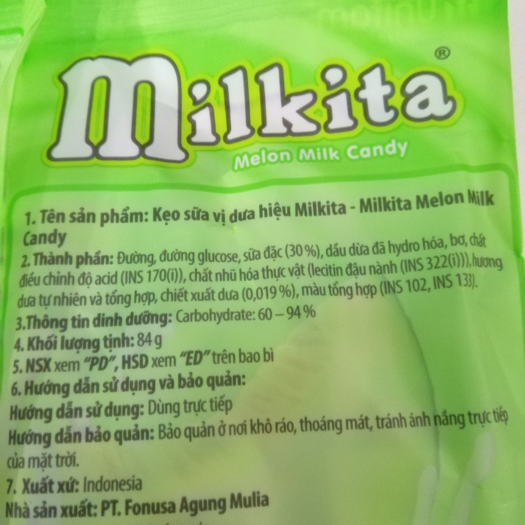 Kẹo Sữa Milkita Vị Dưa Milkita Melon Milk Candy (Gói 84g)