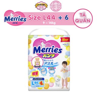 Tã/bỉm quần Merries size L - 44 + 6 miếng (Cho bé 9 - 14kg)