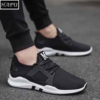 Giày sneaker nam chữ M, 2 vạch đế HAPU (đen)