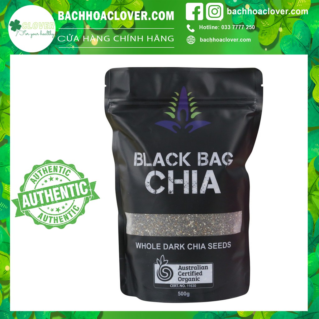 Hạt chia đen ÚC Absolute Organic Chia Seeds túi 500g giúp giảm cân, thanh lọc cơ thể, dinh dưỡng Clovershop