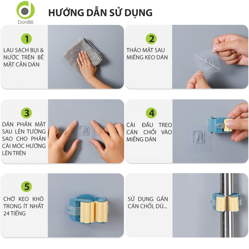 Móc dán tường treo cây lau nhà, cán dù - Cami - CMPK139