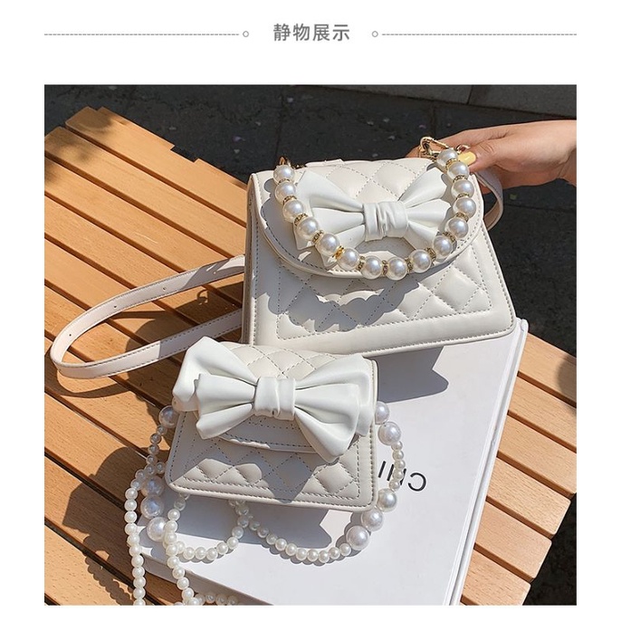 Túi xách đeo chéo mini phối dây ngọc đính nơ dễ thương hai size to và nhỏ có ảnh thật