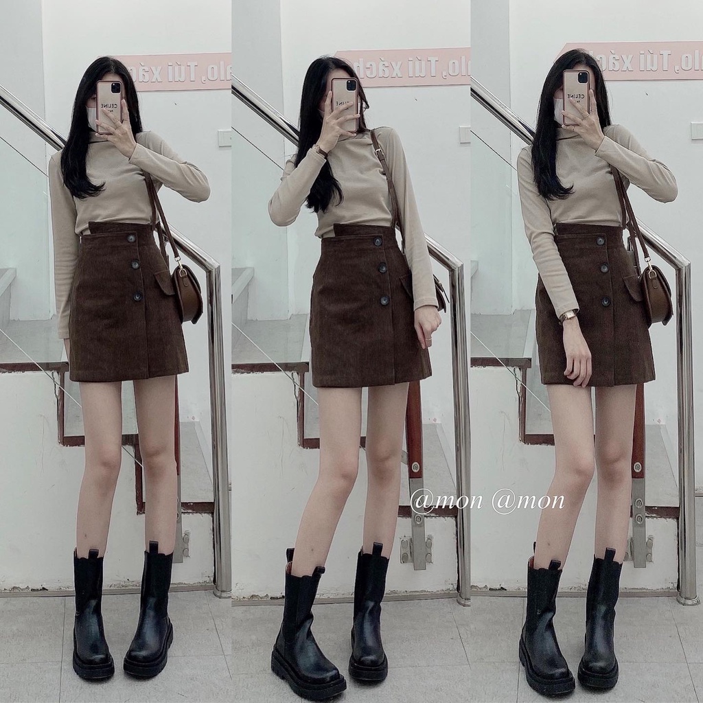 210739 Chân váy nhung tăm, chân váy nữ ulzzang, chân váy ngắn nữ - 3 màu | BigBuy360 - bigbuy360.vn