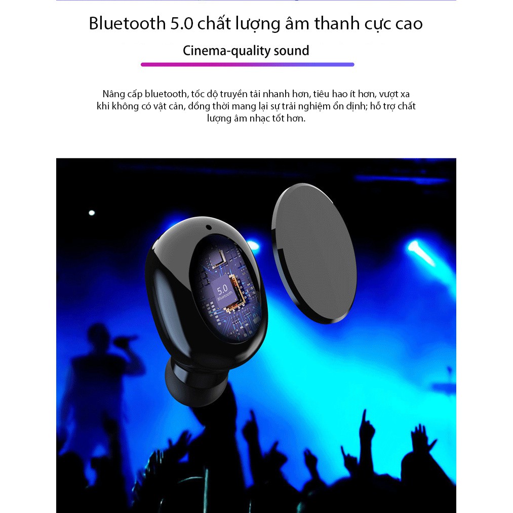 Tai nghe bluetooth F9 hộp đựng có màn hình hiển thị có thể dùng để sạc cho điện thoại bluetooth 5.0 âm thanh cực rõ ràng