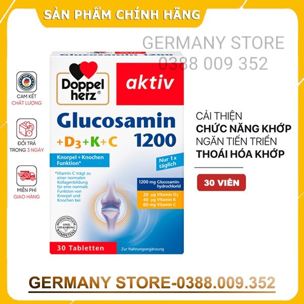 Doppelherz Aktiv Glucosamin 1200, 1550, hàng Đức nội địa