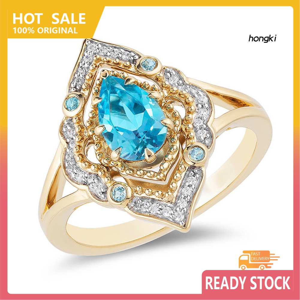 Nhẫn Đính Đá Xanh Thời Trang Cho Nữ