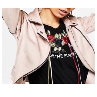 Áo Khoác Nữ Da Lộn BERSHKA Màu Hồng Lơ - Size XS (45-49kg) - 0316