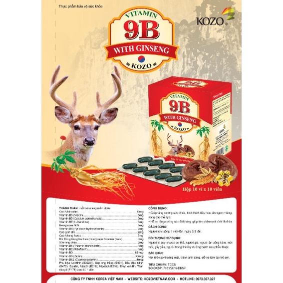 Vitamin 9B with ginseng KOZO - GOLD9B Hộp 100 viên bồi bổ cơ thể, tăng sức đề kháng