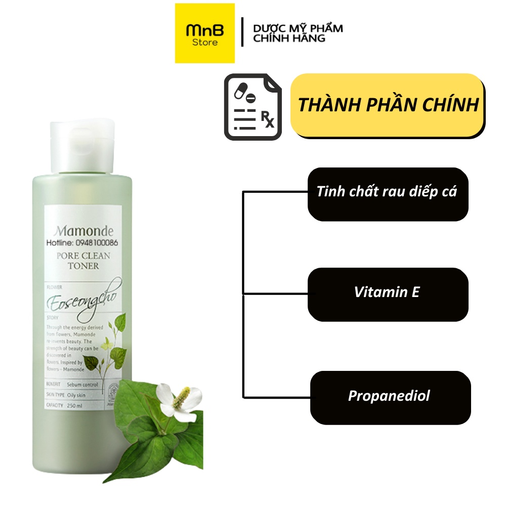 Nước hoa hồng Mamonde Toner diếp cá làm sạch sâu cho da dầu mụn nhạy cảm 250ml | BigBuy360 - bigbuy360.vn