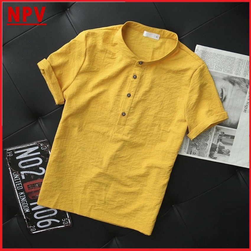 Áo đũi nam cộc tay NPV chất đũi thái mát thoáng khí, áo thun nam cổ tàu thời trang mặc chuẩn form | BigBuy360 - bigbuy360.vn