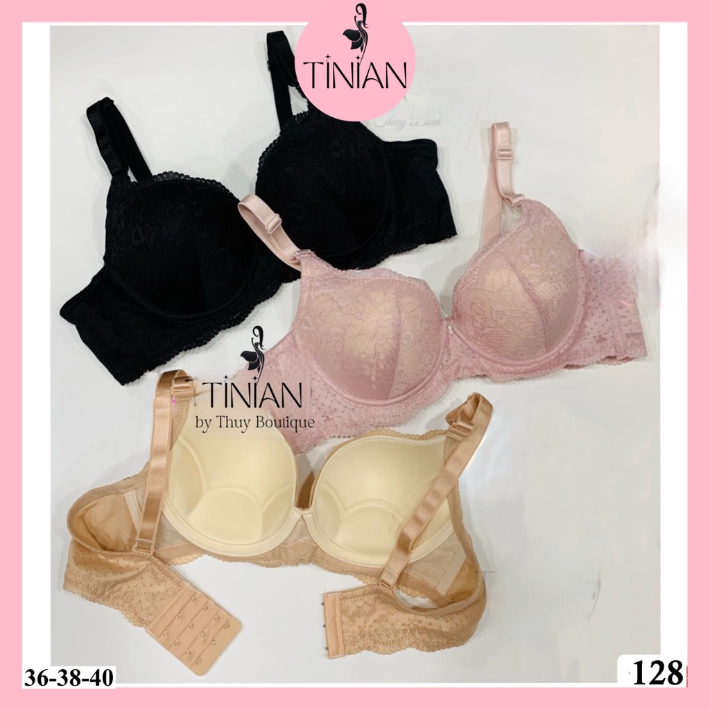 Áo lót nữ ren bigsize TINIAN đệm mỏng có gọng bản lưng lớn nâng ngực cho người ngực to Thái Lan 128